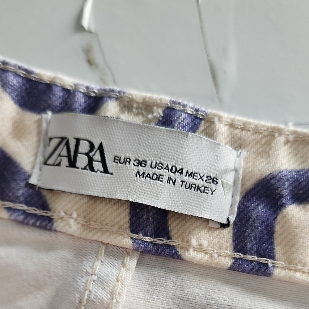 Sara Blue and Cream Patterned Trousers - Picture 6 of 8